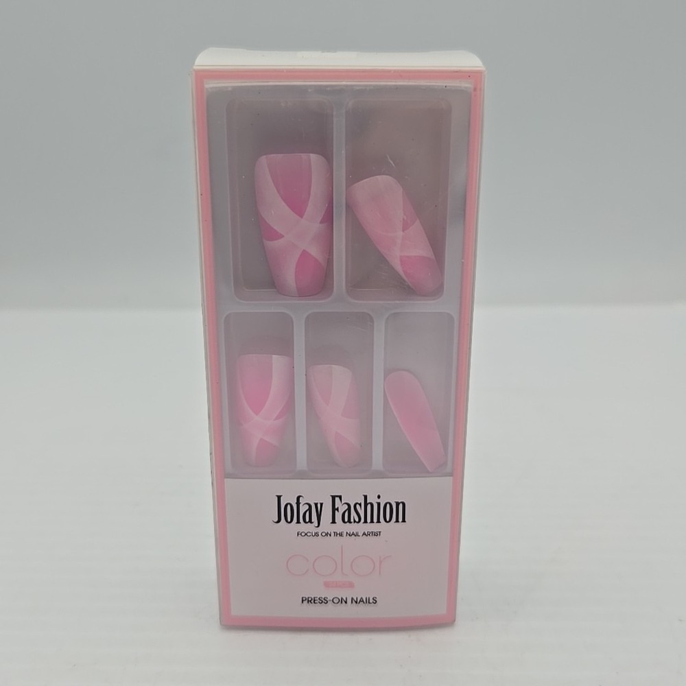 Jofay Fashion Press On Nails 24 PCs New In Box Pink Ballet Medium JF45-22